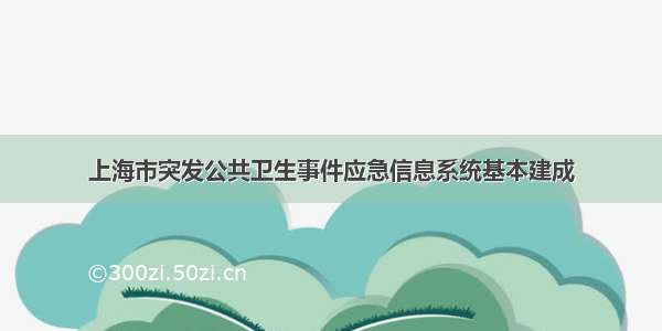 上海市突发公共卫生事件应急信息系统基本建成