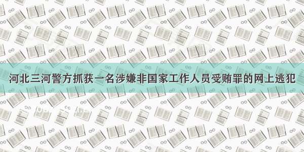 河北三河警方抓获一名涉嫌非国家工作人员受贿罪的网上逃犯