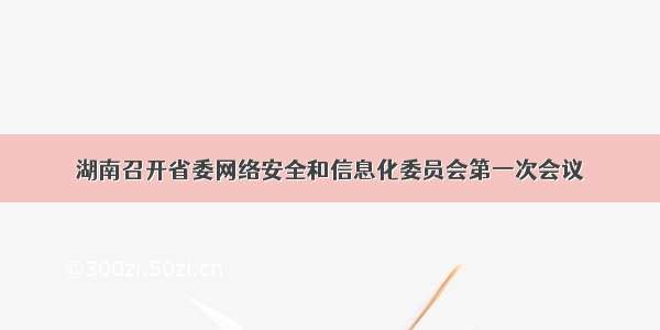 湖南召开省委网络安全和信息化委员会第一次会议