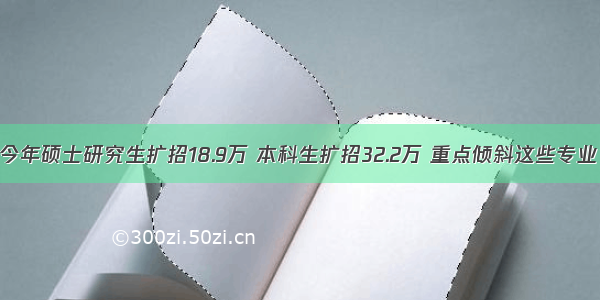 今年硕士研究生扩招18.9万 本科生扩招32.2万 重点倾斜这些专业