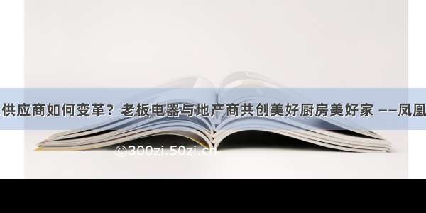 精装修时代供应商如何变革？老板电器与地产商共创美好厨房美好家 ——凤凰网房产广州