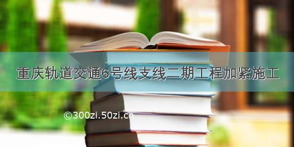 重庆轨道交通6号线支线二期工程加紧施工