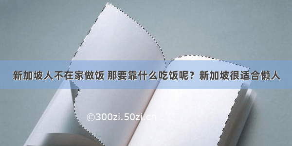 新加坡人不在家做饭 那要靠什么吃饭呢？新加坡很适合懒人