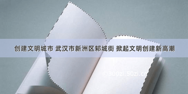 创建文明城市 武汉市新洲区邾城街 掀起文明创建新高潮