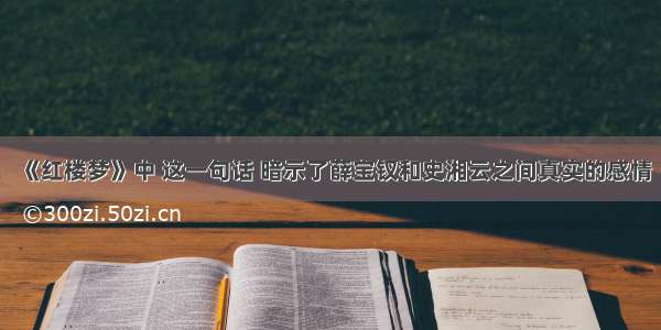 《红楼梦》中 这一句话 暗示了薛宝钗和史湘云之间真实的感情