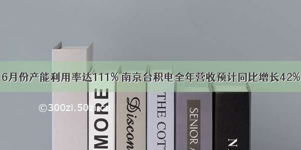 6月份产能利用率达111% 南京台积电全年营收预计同比增长42%