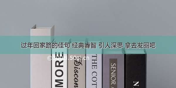 过年回家路的佳句 经典睿智 引人深思 拿去发圈吧