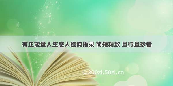 有正能量人生感人经典语录 简短精致 且行且珍惜