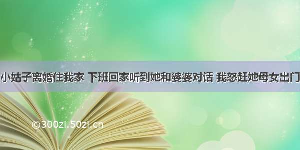 小姑子离婚住我家 下班回家听到她和婆婆对话 我怒赶她母女出门