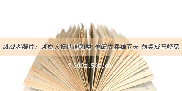 越战老照片：越南人设计的陷阱 美国大兵掉下去 就会成马蜂窝