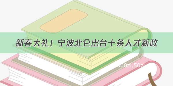 新春大礼！宁波北仑出台十条人才新政