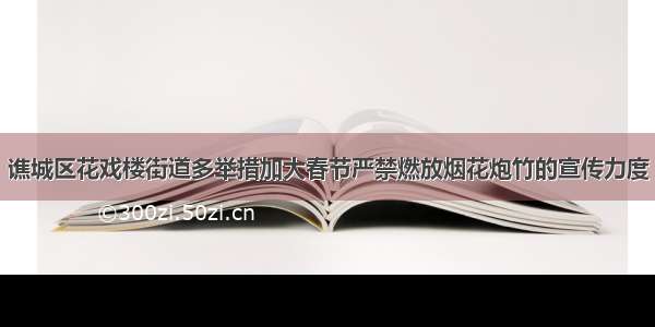 谯城区花戏楼街道多举措加大春节严禁燃放烟花炮竹的宣传力度