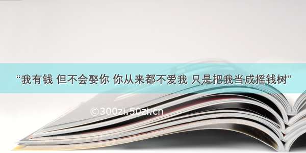 “我有钱 但不会娶你 你从来都不爱我 只是把我当成摇钱树”