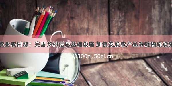 农业农村部：完善乡村信息基础设施 加快发展农产品冷链物流设施