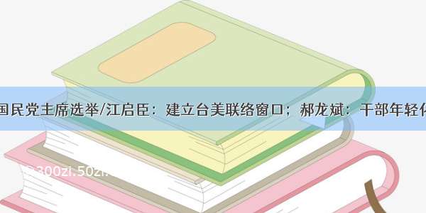 国民党主席选举/江启臣：建立台美联络窗口；郝龙斌：干部年轻化