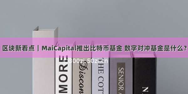 区块新看点｜MaiCapital推出比特币基金 数字对冲基金是什么？