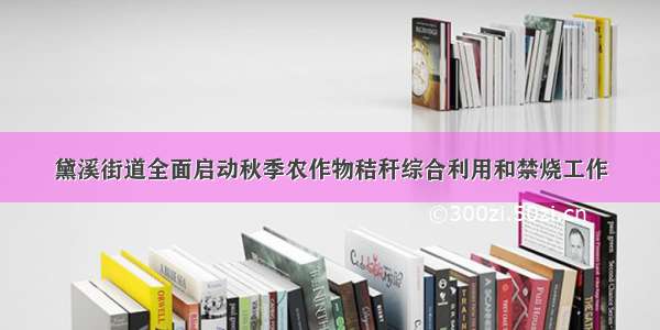 黛溪街道全面启动秋季农作物秸秆综合利用和禁烧工作