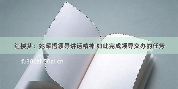 红楼梦：她深悟领导讲话精神 如此完成领导交办的任务