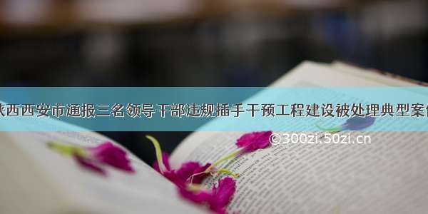 陕西西安市通报三名领导干部违规插手干预工程建设被处理典型案例