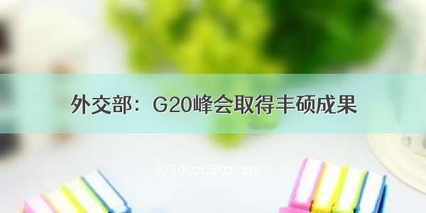 外交部：G20峰会取得丰硕成果