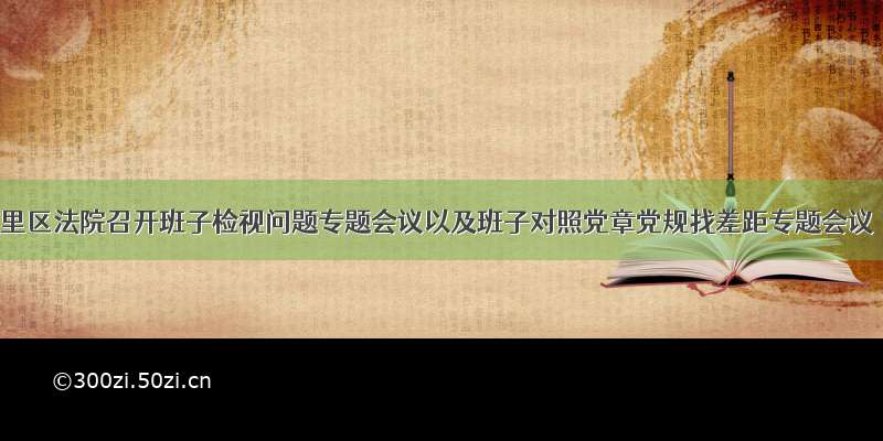 道里区法院召开班子检视问题专题会议以及班子对照党章党规找差距专题会议