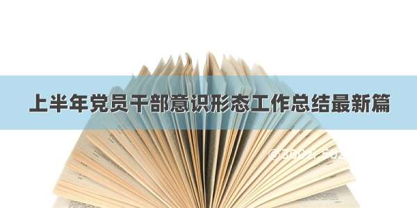 上半年党员干部意识形态工作总结最新篇