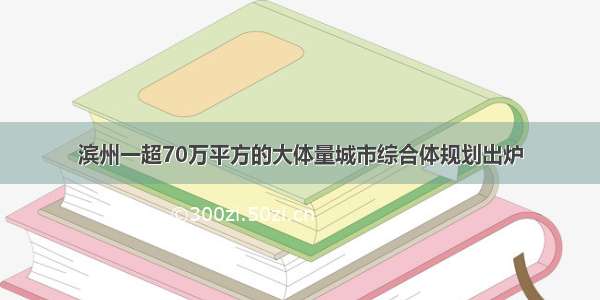 滨州一超70万平方的大体量城市综合体规划出炉