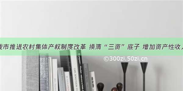 我市推进农村集体产权制度改革 摸清“三资”底子 增加资产性收入