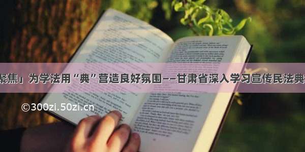 「热点聚焦」为学法用“典”营造良好氛围——甘肃省深入学习宣传民法典活动综述