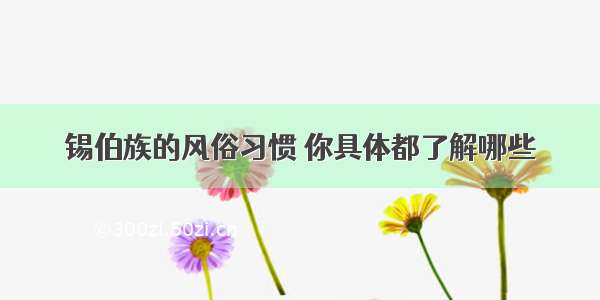 锡伯族的风俗习惯 你具体都了解哪些