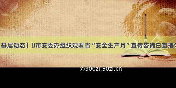 【基层动态】​市安委办组织观看省“安全生产月”宣传咨询日直播活动