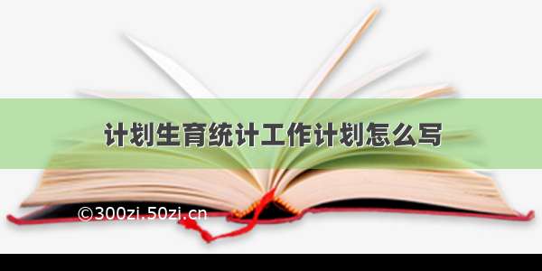 计划生育统计工作计划怎么写