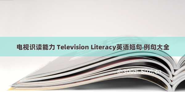 电视识读能力 Television Literacy英语短句 例句大全