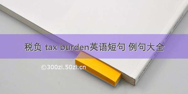 税负 tax burden英语短句 例句大全