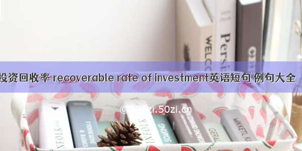 投资回收率 recoverable rate of investment英语短句 例句大全