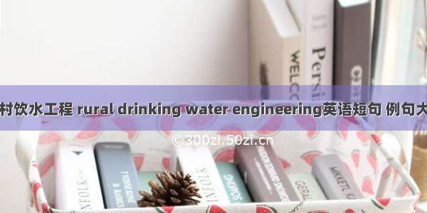 农村饮水工程 rural drinking water engineering英语短句 例句大全