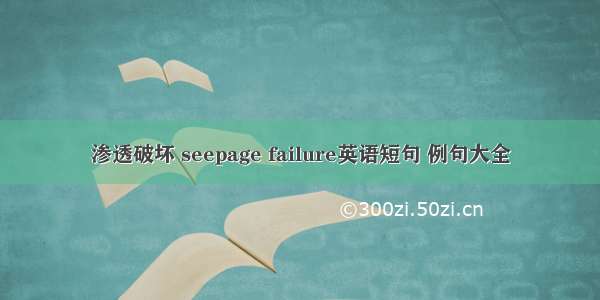 渗透破坏 seepage failure英语短句 例句大全