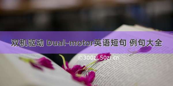 双机驱动 Dual-motor英语短句 例句大全