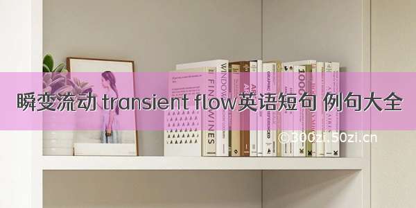 瞬变流动 transient flow英语短句 例句大全