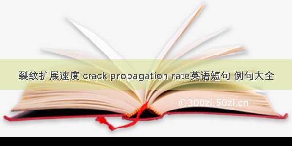 裂纹扩展速度 crack propagation rate英语短句 例句大全