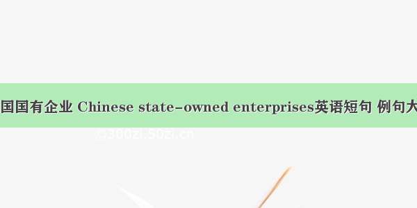 中国国有企业 Chinese state-owned enterprises英语短句 例句大全