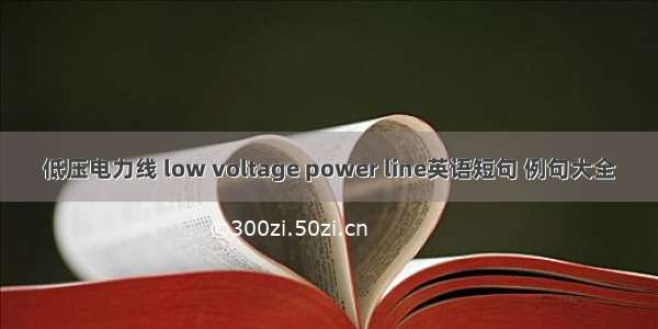 低压电力线 low voltage power line英语短句 例句大全