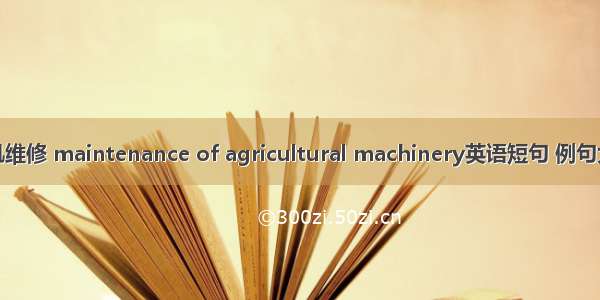 农机维修 maintenance of agricultural machinery英语短句 例句大全