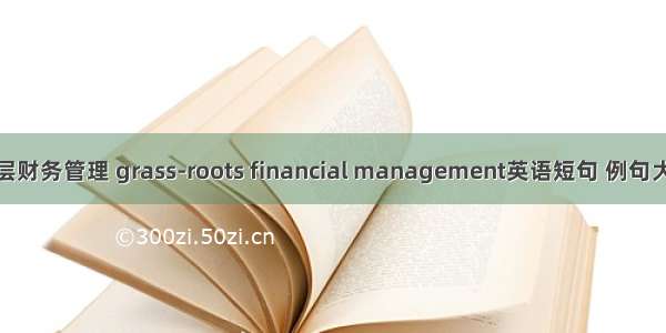 基层财务管理 grass-roots financial management英语短句 例句大全