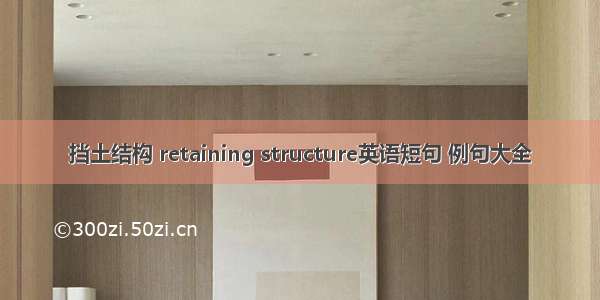 挡土结构 retaining structure英语短句 例句大全