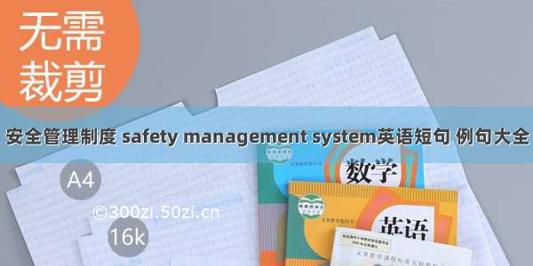 安全管理制度 safety management system英语短句 例句大全