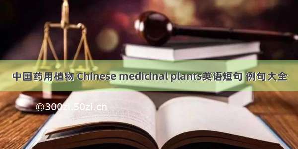 中国药用植物 Chinese medicinal plants英语短句 例句大全