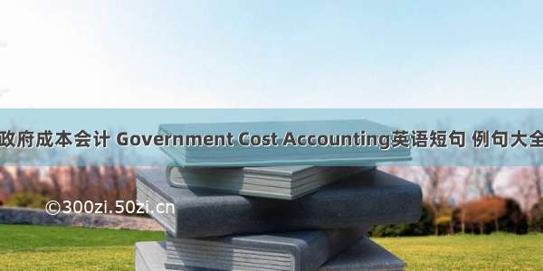 政府成本会计 Government Cost Accounting英语短句 例句大全