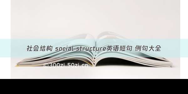 社会结构 social structure英语短句 例句大全