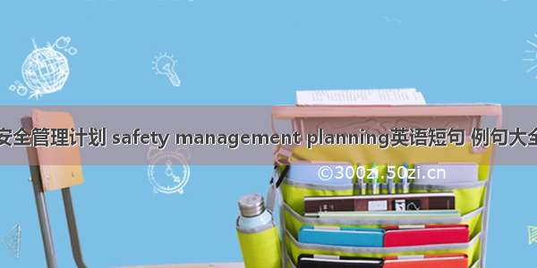 安全管理计划 safety management planning英语短句 例句大全